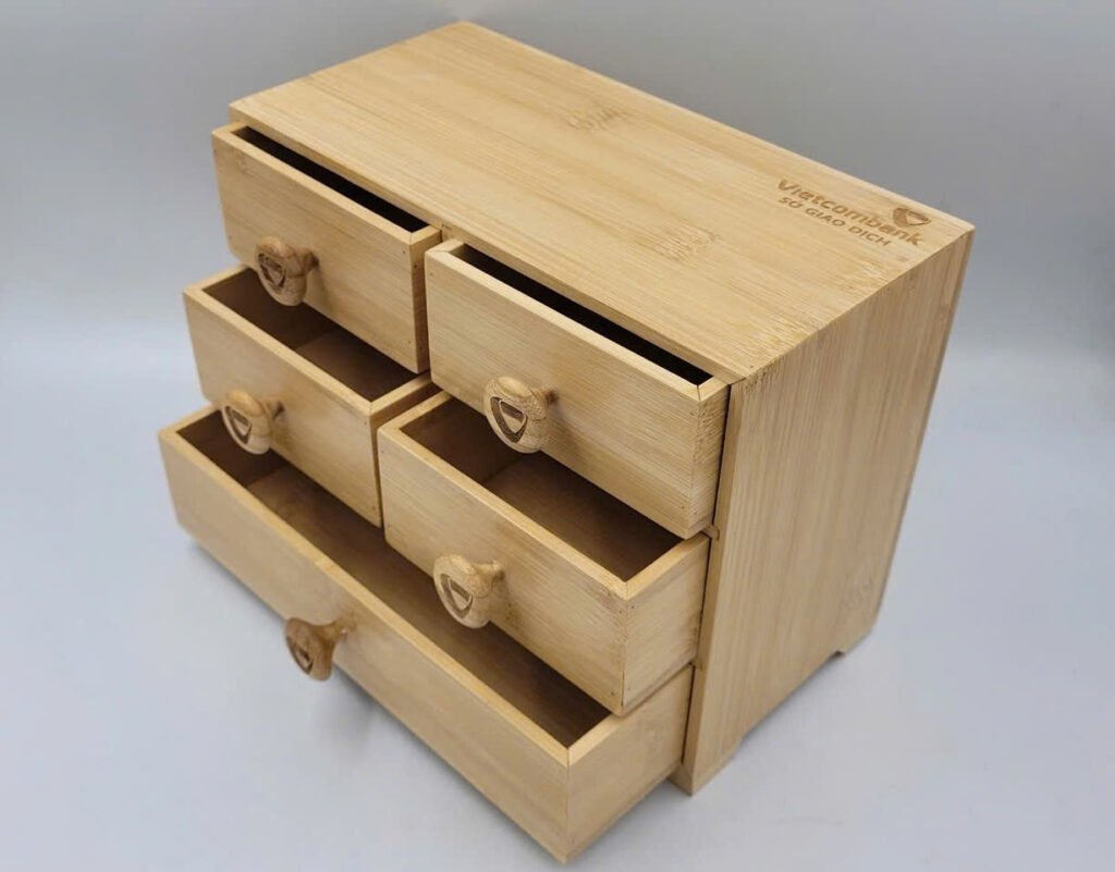 5-compartment bamboo box