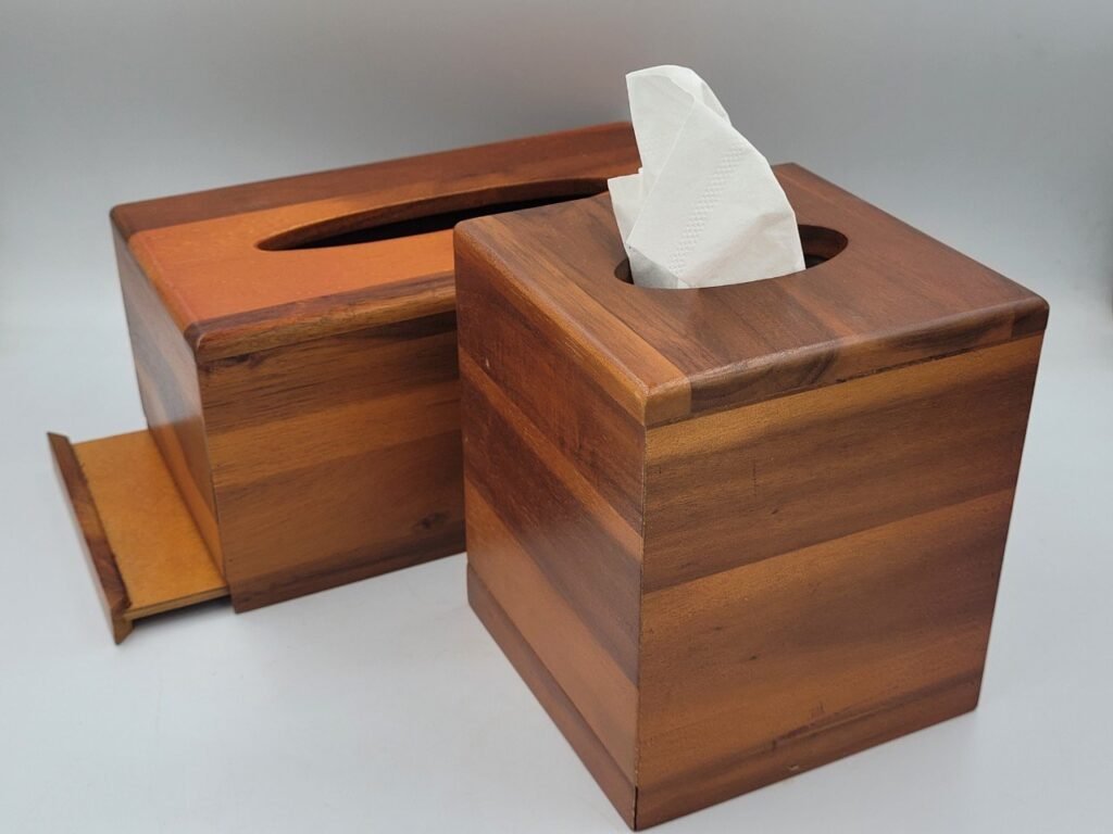 Acacia wood rectangular tissue box