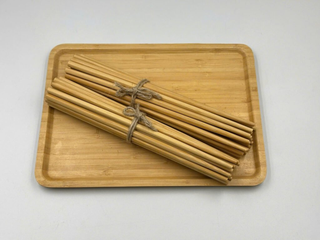 Bamboo chopsticks with smooth handles – rustic, lightweight, and practical.