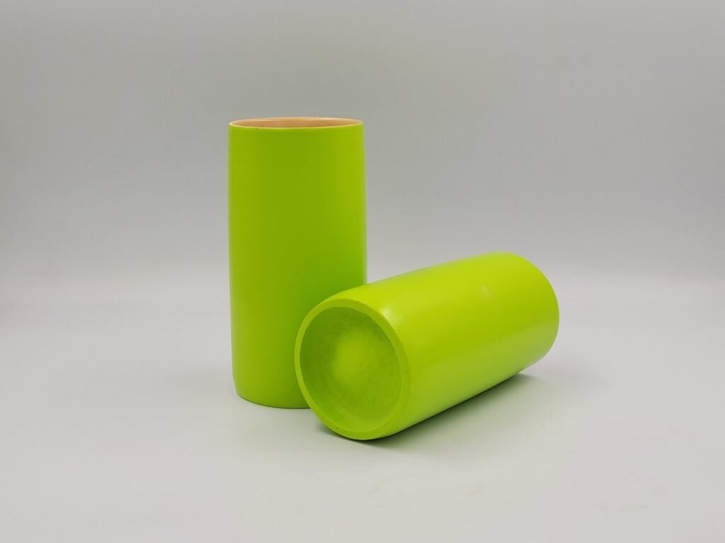 Green painted bamboo cup