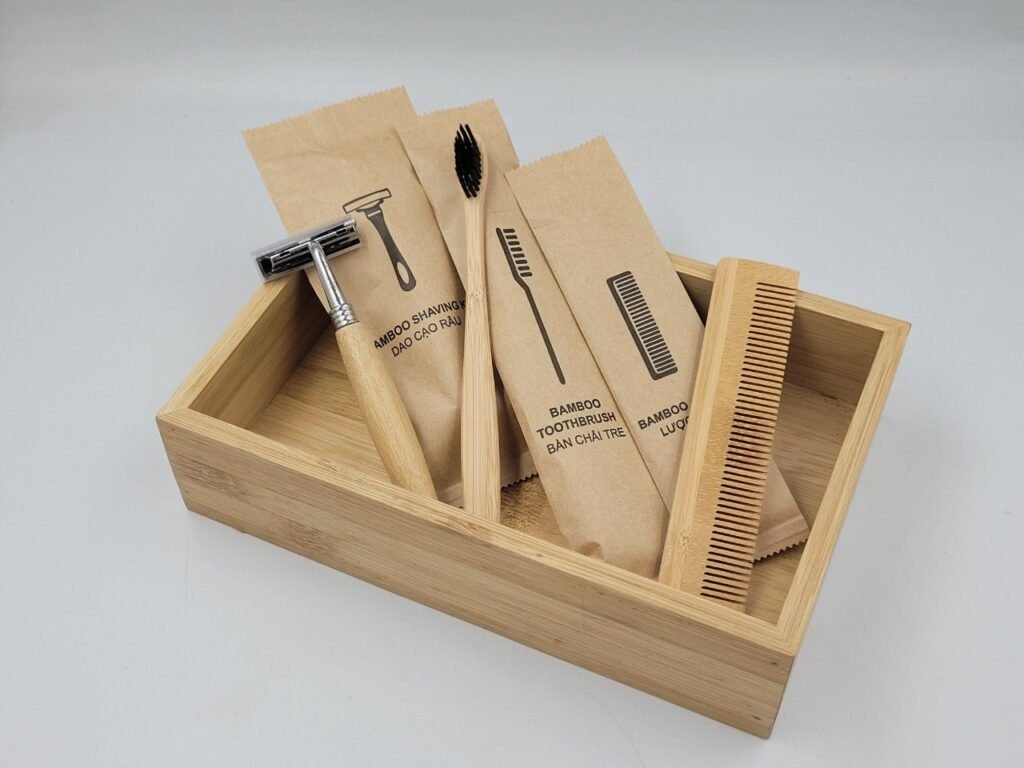Hotel consumables set includes Bamboo brush bamboo comb bamboo razor