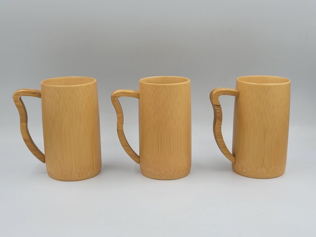 Natural bamboo cup with handle new style D6H12cm