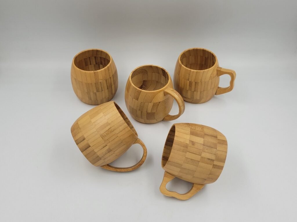 Premium pressed bamboo cup with handle style 1